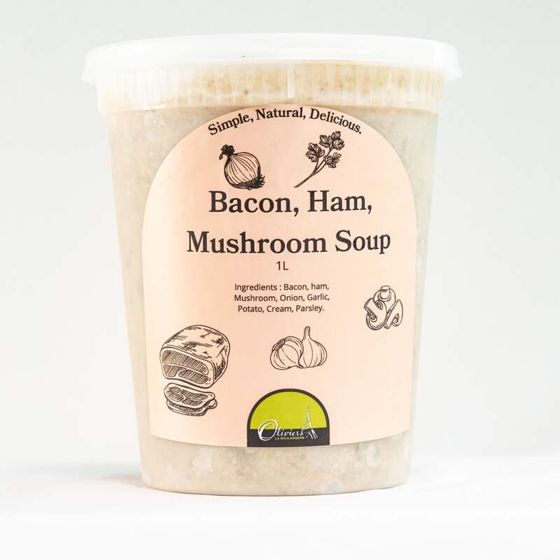 Bacon, ham and Mushroom soup